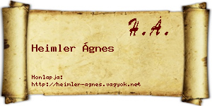 Heimler Ágnes névjegykártya